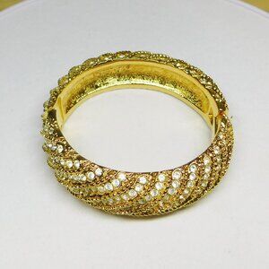 Vintage Joan Rivers Rhinestone Hinged Clamper Bangle Bracelet